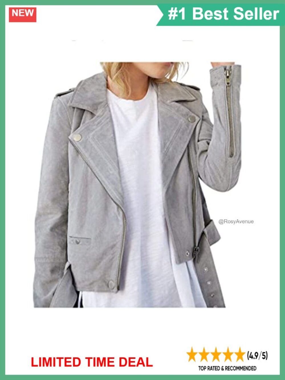 Suede Leather Moto Jacket Cropped Aviator Fitted Biker Coat